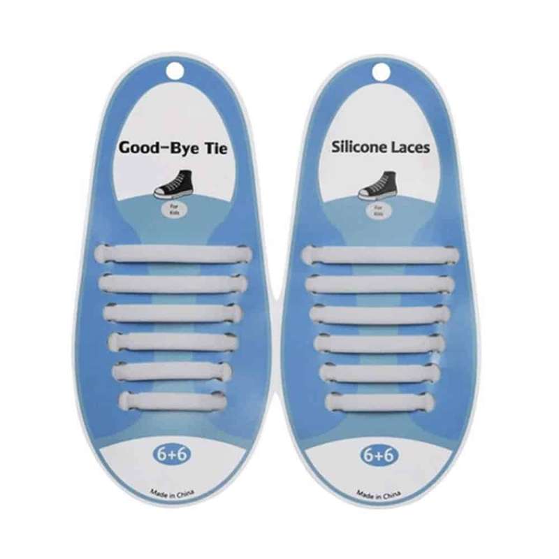 Killer Deals Speed Laces No Tie Silicone Elastic Shoe Lace for Kids - White