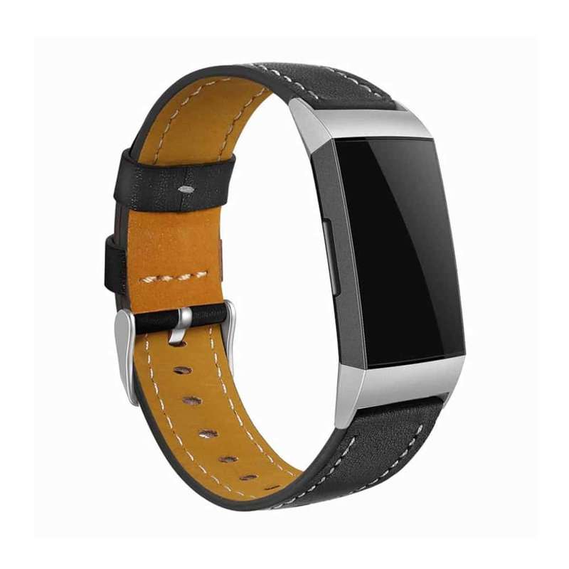 PE Leather Strap for Fitbit Charge 3/4, Sense - Black