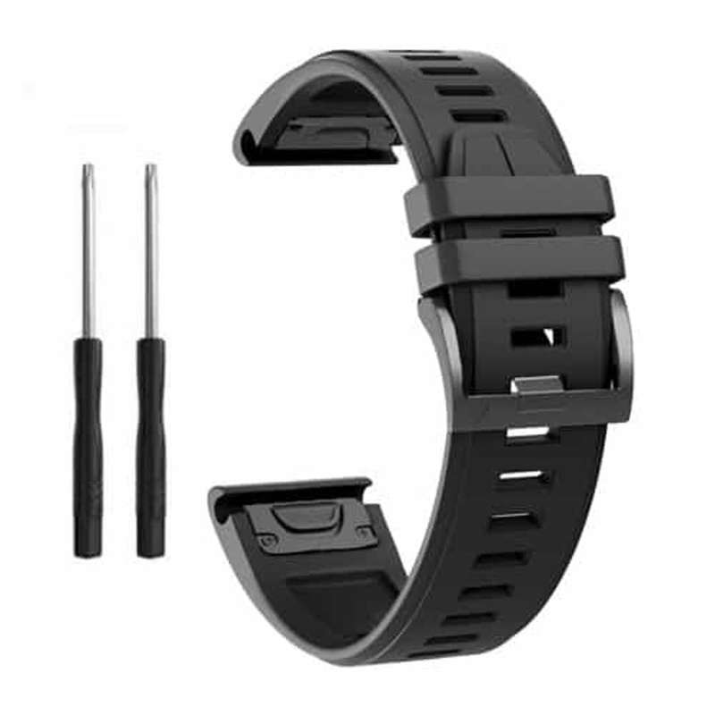 22mm Silicone Strap for Garmin Fenix 5/ 6/ 7/ 745/ 945/ S60 - Black