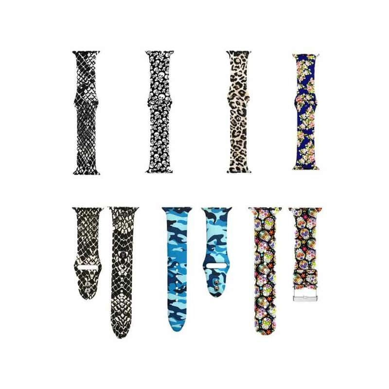 Killer Deals Silicone Strap for 38/40/41mm Apple Watch- Snake Skin & Camo Blue- S/M 2 Pack