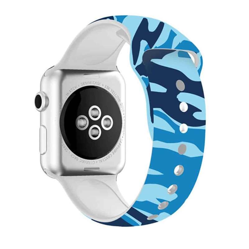 Killer Deals Silicone Strap for 38/40/41mm Apple Watch- Snake Skin & Camo Blue- S/M 2 Pack