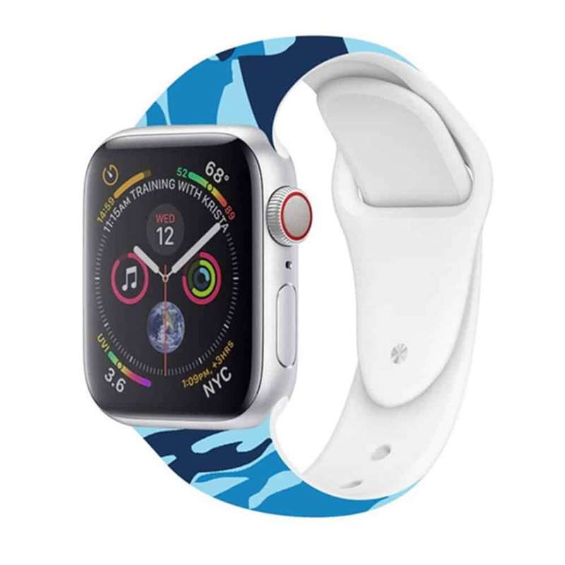 Killer Deals Silicone Strap for 38/40/41mm Apple Watch- Snake Skin & Camo Blue- S/M 2 Pack