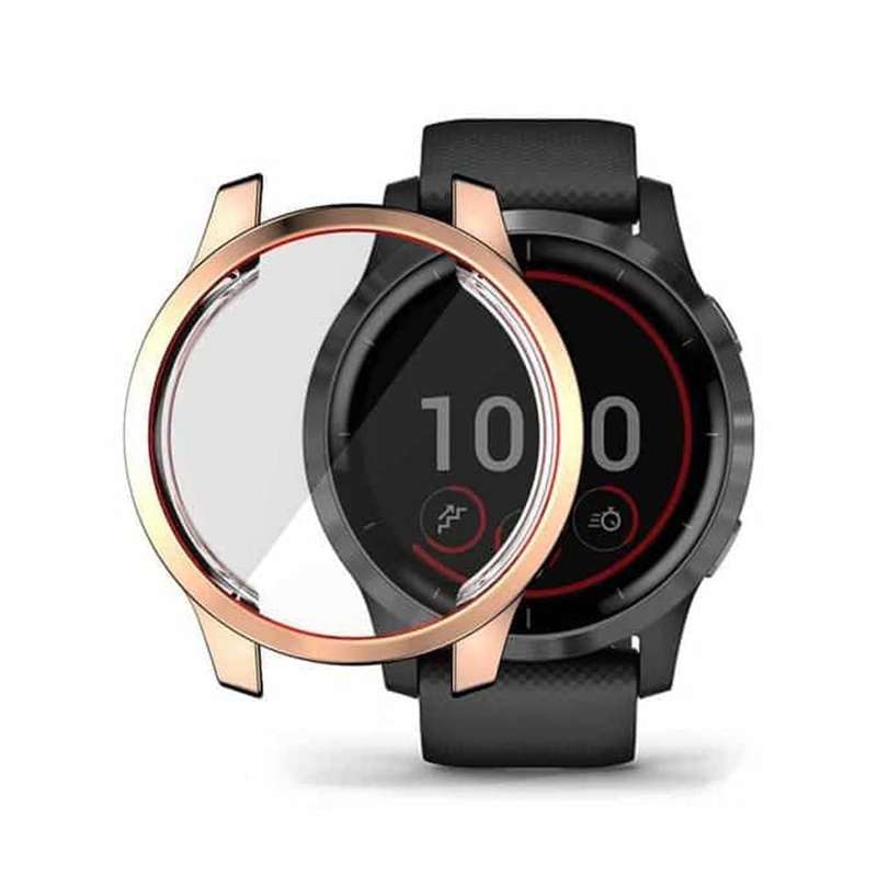 Killer Deals Electroplated TPU case for Garmin vivoactive 4S x2 - Clear and Rose Gold - Combo