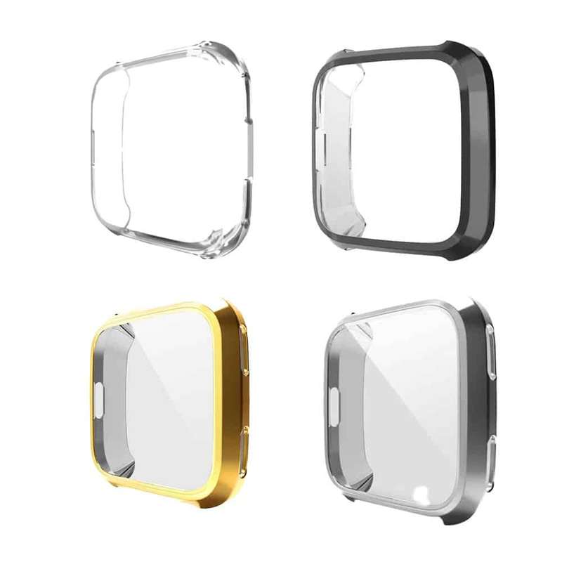 Killer Deals Soft Full Face Screen Protector Case for Fitbit Versa 1 - Silver