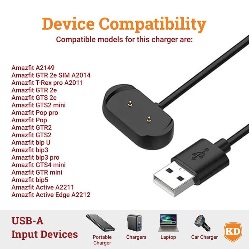 Killer Deals USB Charging Cable for Amazfit A2149/ GTR 2e/ T-Rex Pro/ Pop