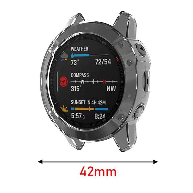 Killer Deals TPU Protective Anti-Scratch Case for Garmin Fenix 6S- Black and Clear Combo