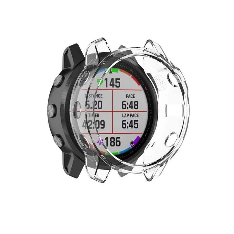 Killer Deals TPU Protective Anti-Scratch Case for Garmin Fenix 6S- Black and Clear Combo