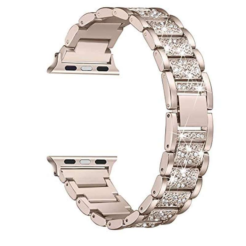 38/40/41mm Apple Watch diamond rhinestone strap + tool - Retro gold