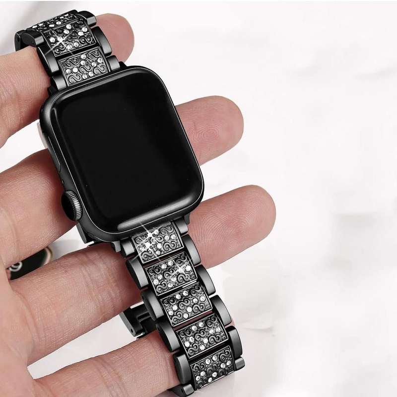 38/40/41mm Apple Watch diamond rhinestone strap + tool - Retro gold
