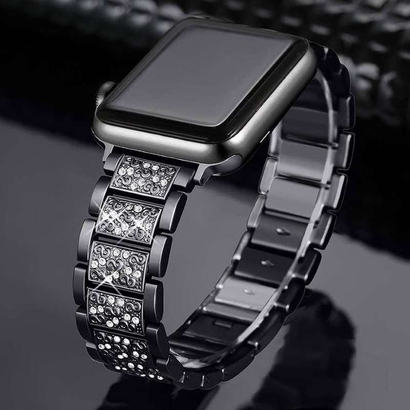 38/40/41mm Apple Watch diamond rhinestone strap + tool - Retro gold