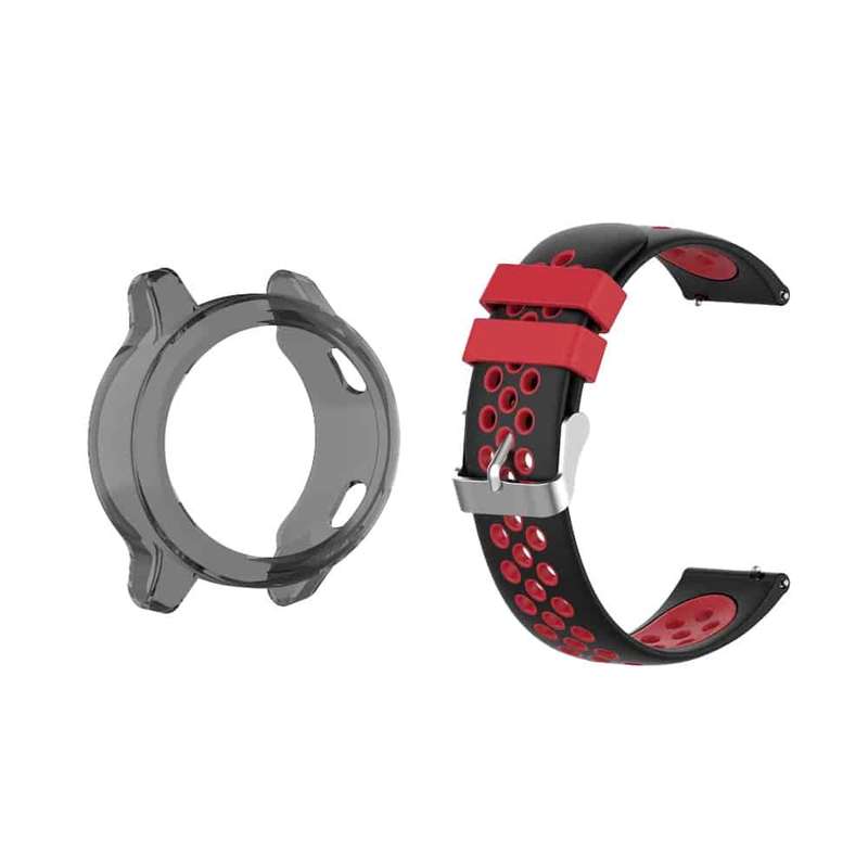 Killer Deals Silicone Strap for Garmin Vivoactive 4(22MM) - Red+Black and TPU case for Garmin Viv...