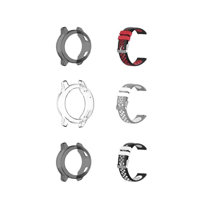 Killer Deals Silicone Strap for Garmin Vivoactive 4(22MM) - Grey+White and 40mm TPU Screen Protec...
