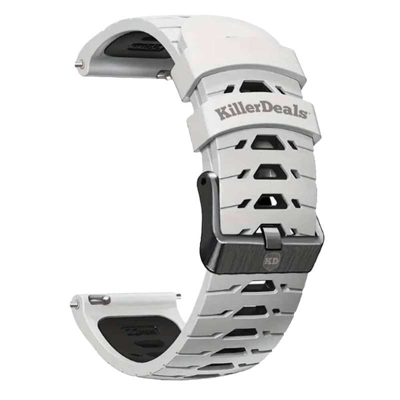 Killer Deals 22mm Universal Watch Silicone Strap for Garmin Samsung Huawei- White & Black