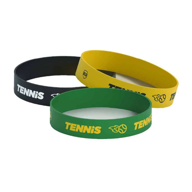 Killer Deals Debossed "Tennis" Silicone Wristband Bracelet- 3 Pack