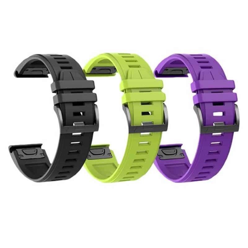 Killer Deals 22mm Garmin Fenix 5/6/935/945/S60 Silicone Strap - Black/Purple/Green Combo
