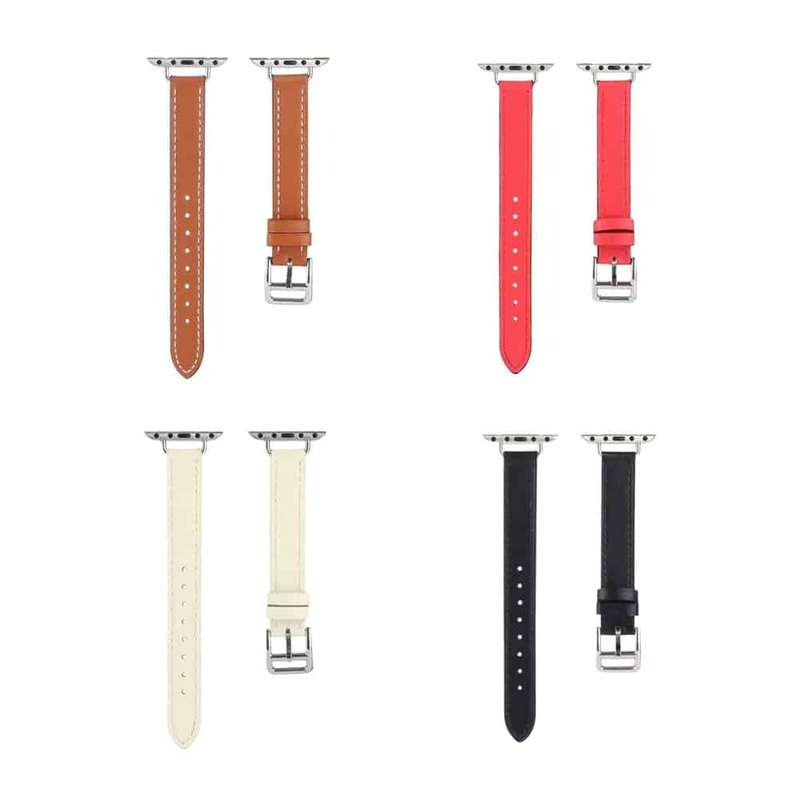 Killer Deals Slim Leather Band Strap for Apple Watch 42/44/45/49mm - Brown