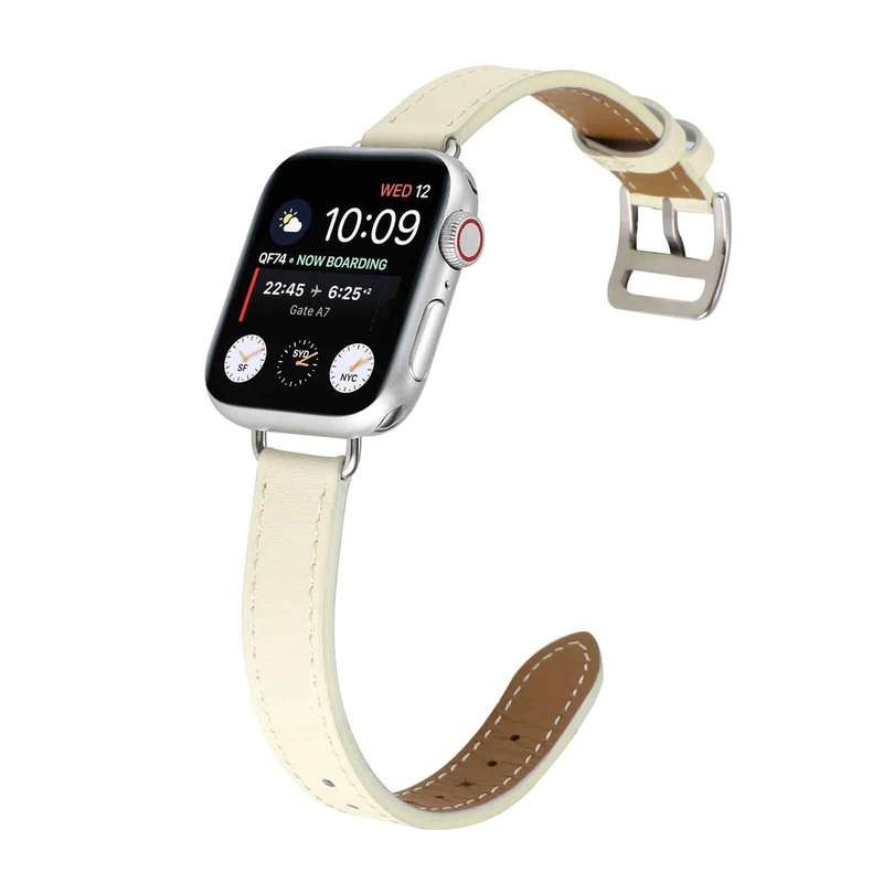 Killer Deals Slim Leather Band Strap for Apple Watch 42/44/45/49mm - Brown