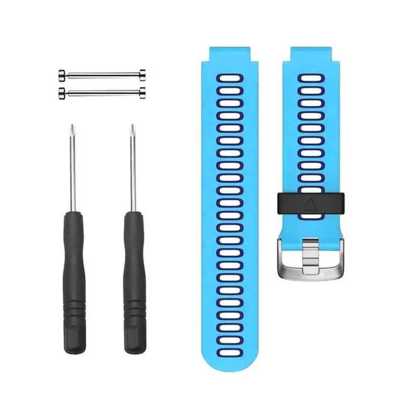 Killer Deals Silicone Strap for Garmin Forerunner 220/ 230/ 235/ 620/ 735- Sky Blue & Black