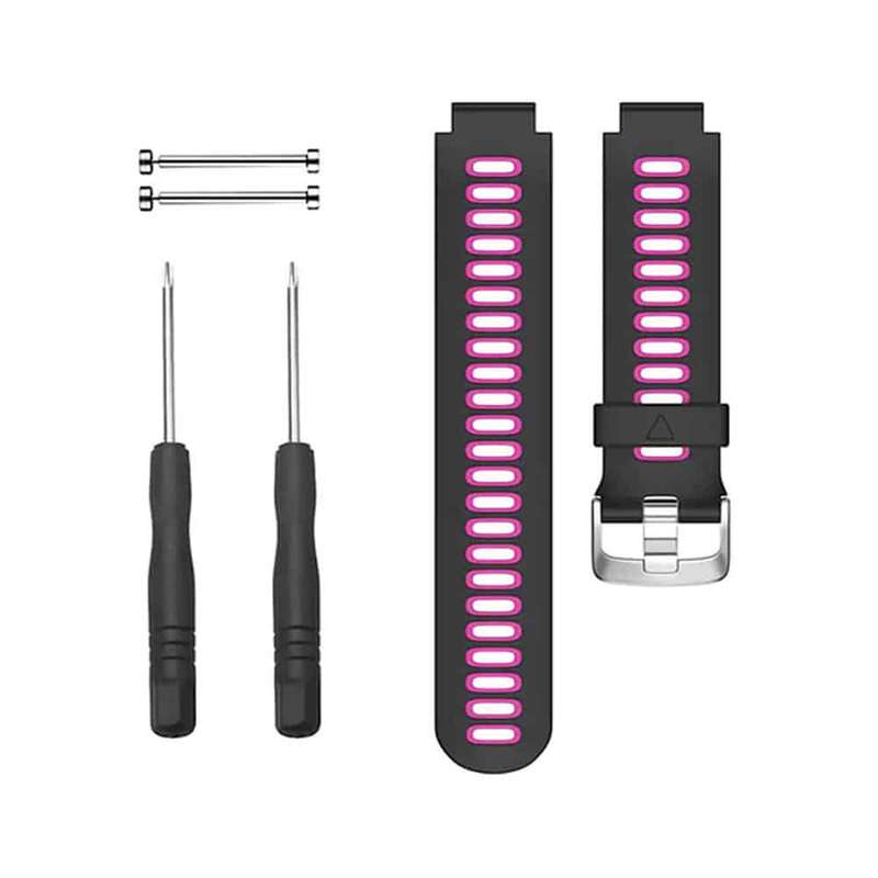 Silicone Strap for Garmin Forerunner 220/ 230/ 235/ 620/ 735- Black & Pink