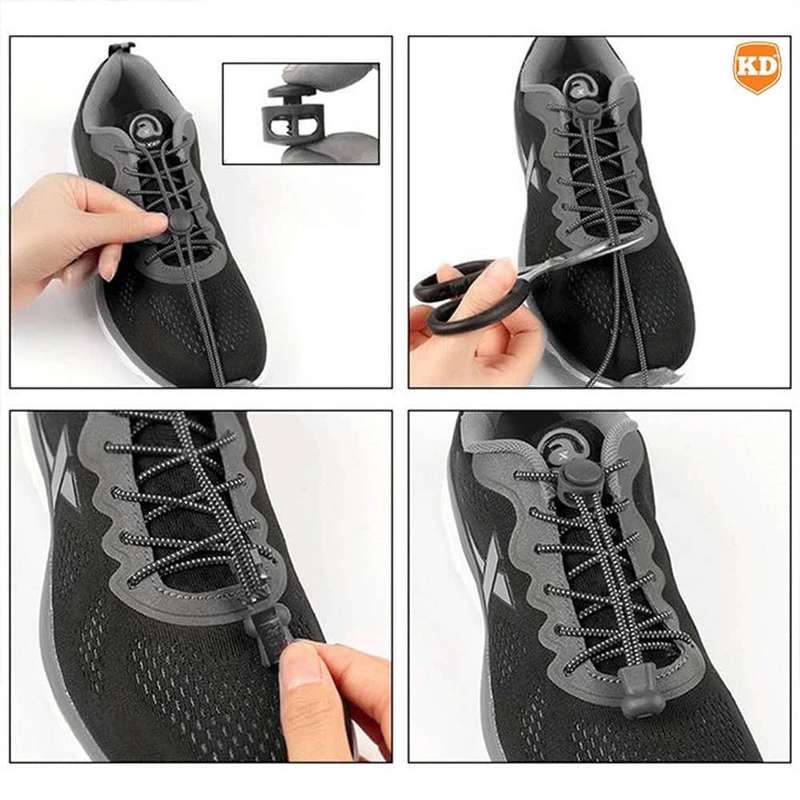 Elastic No Tie Speed Shoelaces- Black /Orange/Purple Combo