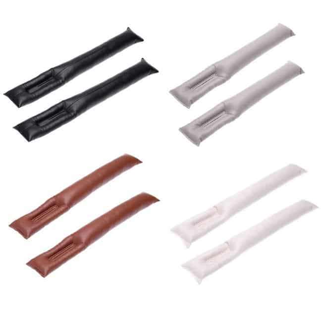 Car seat anti-lost plug PU Vegan leather gap filler case set - x2/Brown