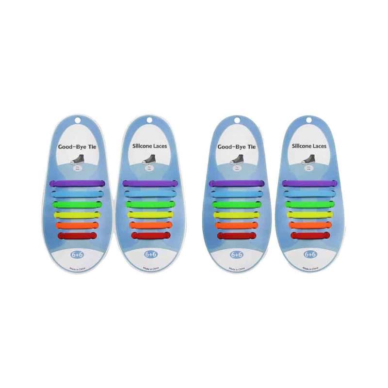 Killer Deals elastic lazy no-tie silicone speed laces - Rainbow (Kids) x2 Combo