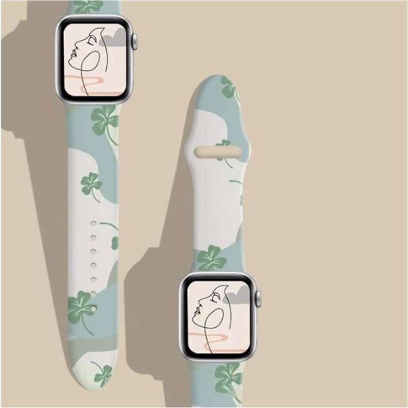 Killer Deals Silicone Strap for 42/44/45/49mm Apple Watch - Four Leaf Clover