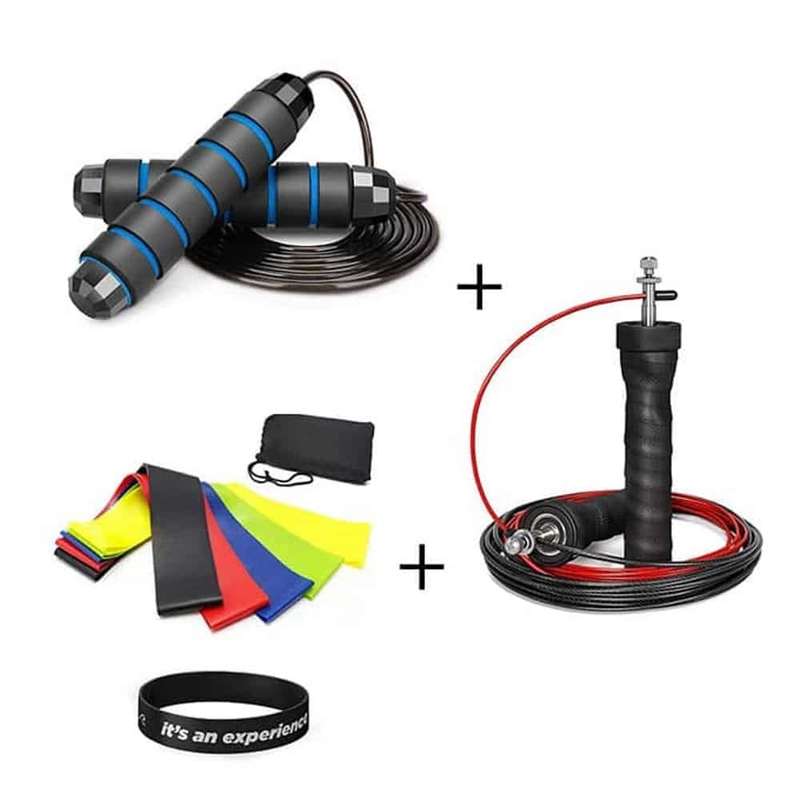 Ball-Bearing/Speed Cable Skipping Rope & Resistance Band Exercise Combo