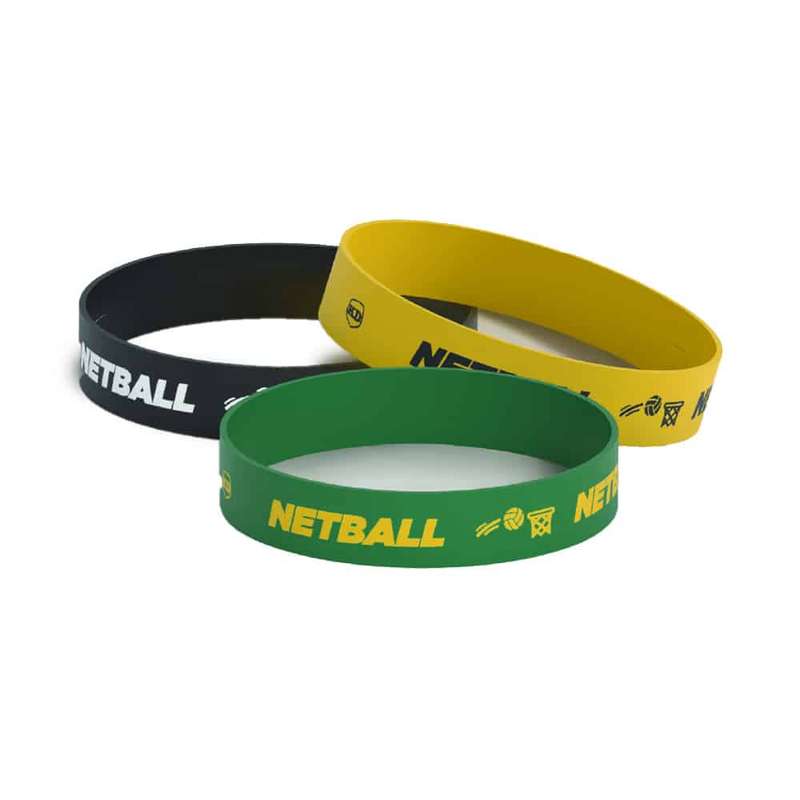 Killer Deals Debossed "Netball" Silicone Wristband Bracelet- 6 Pack