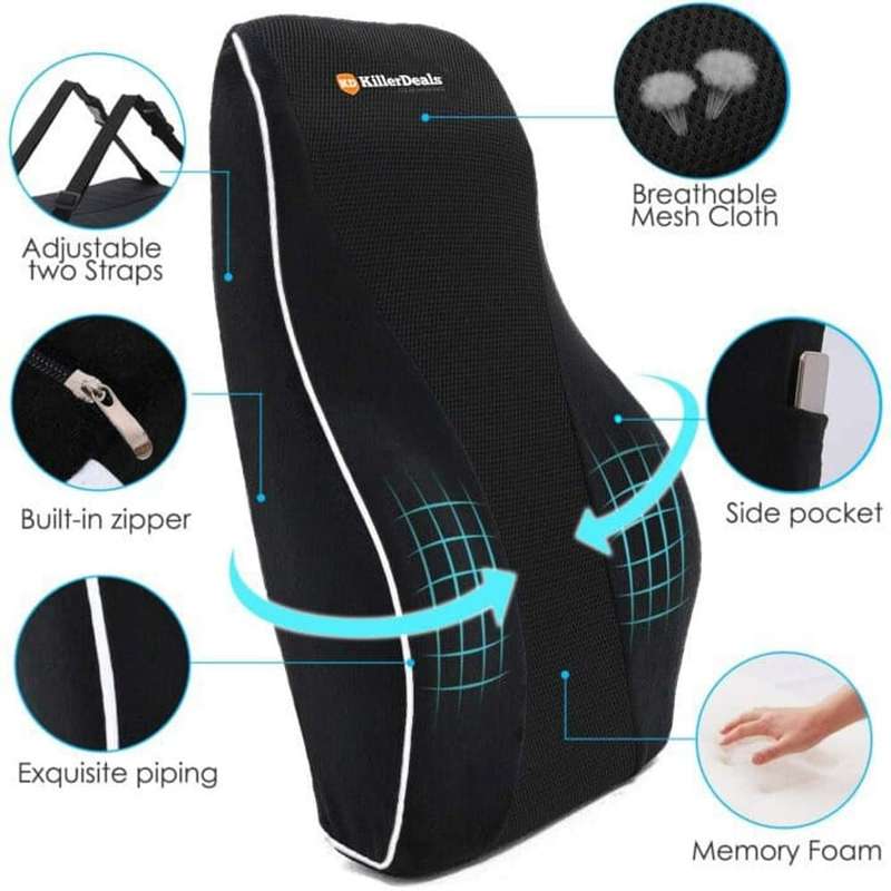 Home Office Chair Car Memory Foam Lumbar Back Support Cushion