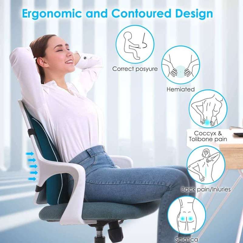 Home Office Chair Car Memory Foam Lumbar Back Support Cushion