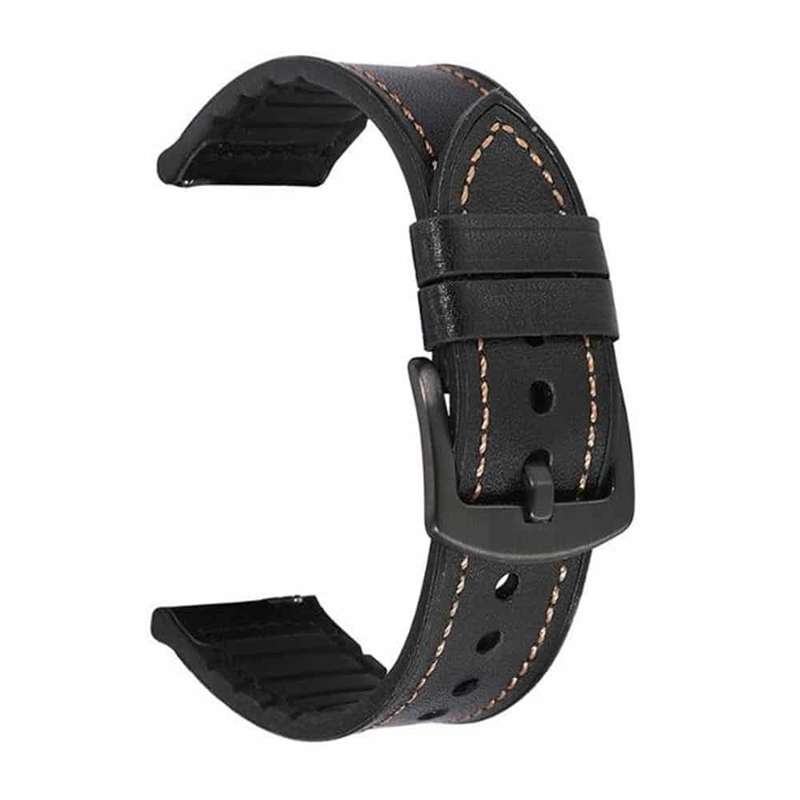 Killer Deals 22mm Universal watch genuine leather & silicone strap - Black