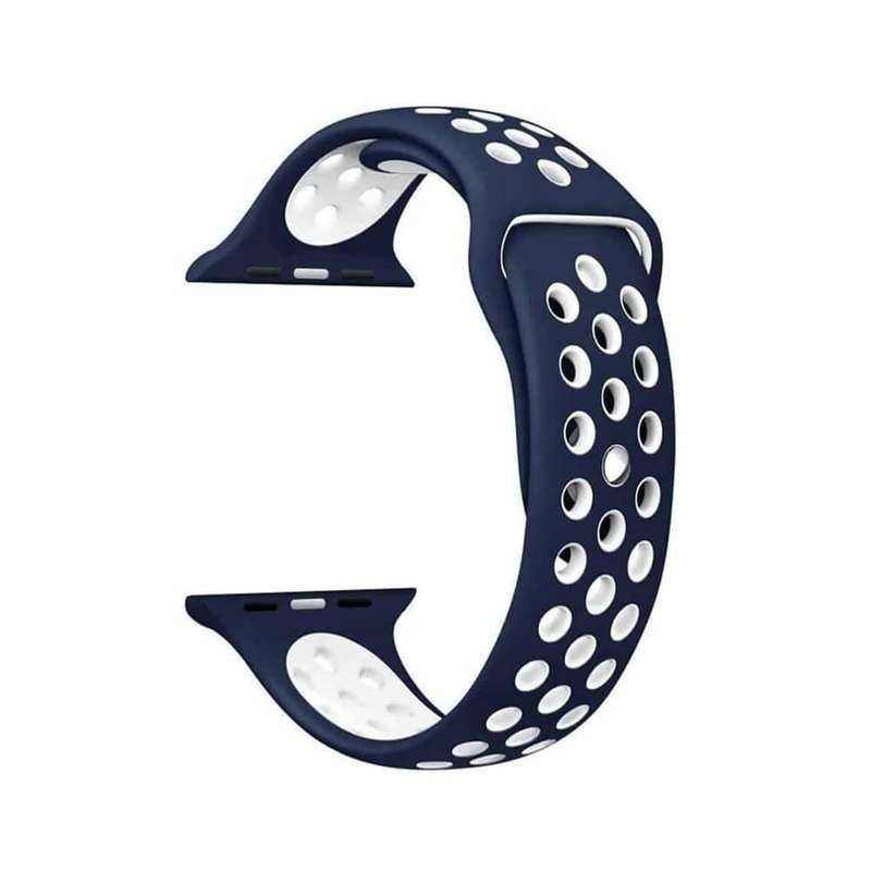 Silicone Strap for 38/40/41mm Apple Watch(M/L) - Navy & White