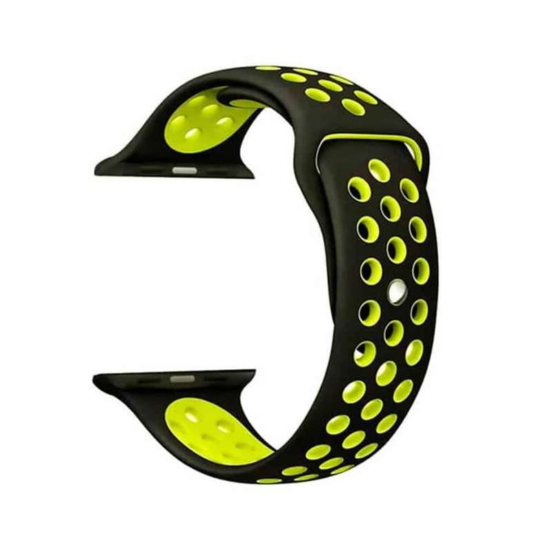 Silicone Strap for 38/40/41mm Apple Watch (M/L) - Black & Yellow