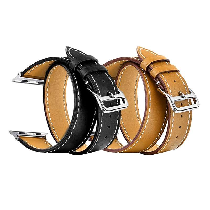 Killer Deals 38/40/41mm Apple Watch double-wrap leather strap - Brown (S-M)