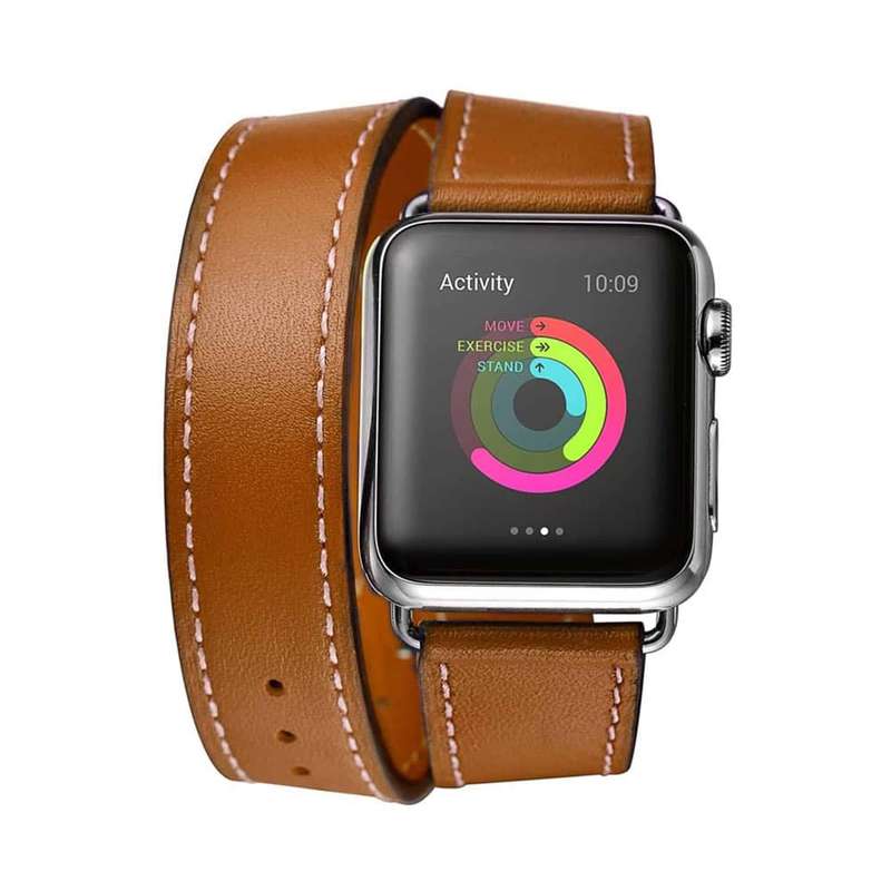 Killer Deals Double Wrap Leather Strap for 42/44/45/49mm Apple Watch (S/M)- Black