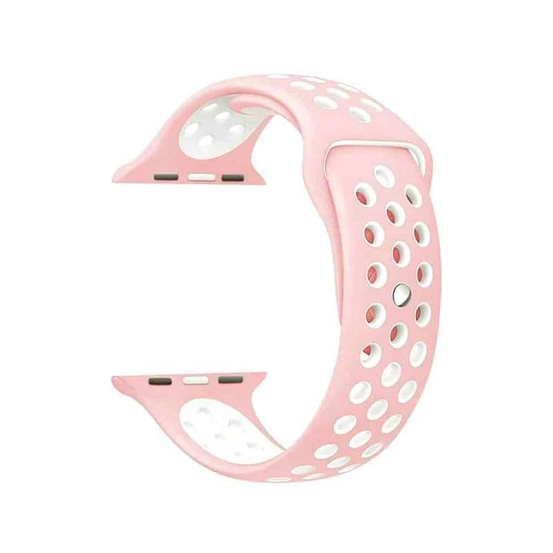 Silicone Strap for 38/40/41mm Apple Watch (S/M) - Pink & White