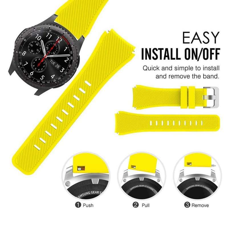 Silicone Strap For Samsung Gear S3 Frontier, Amazfit Stratos 2/2S Pace (S/M) - Navy