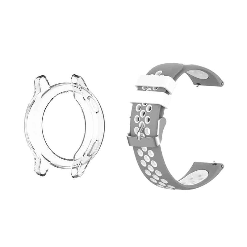 Killer Deals Silicone Strap for Garmin Vivoactive 4(22MM) - Grey+White and 40mm TPU Screen Protec...