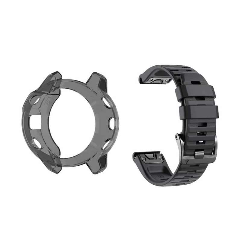 Killer Deals 26mm Silicone Strap & TPU Case Combo for Garmin Fenix 6X- Black