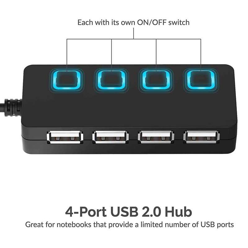 Killer Deals High Speed USB 2.0 4-Port USB Expansion Hub + Light Switches x2 Combo