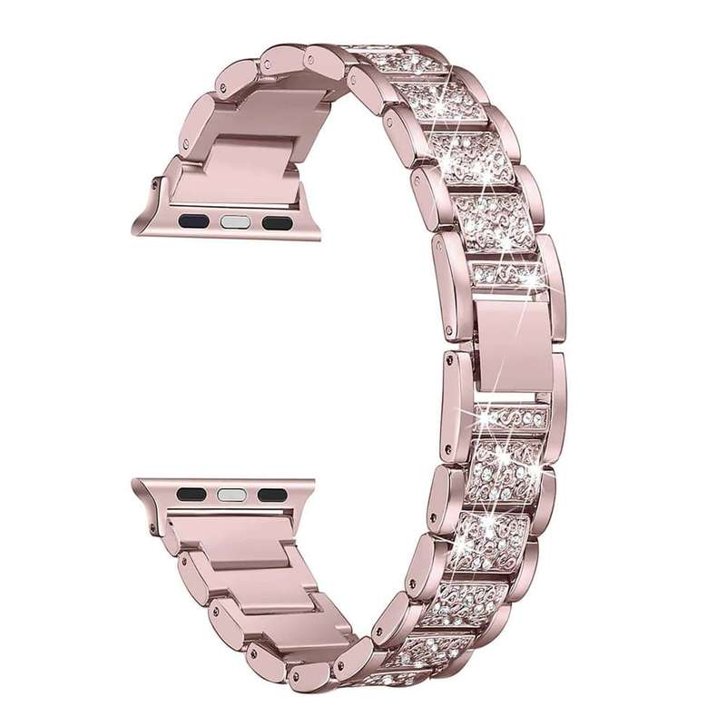 Killer Deals 42/44/45/49mm Apple Watch SE diamond rhinestone strap + tool - Rose pink