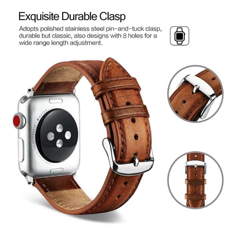 Genuine Leather Strap for 38/40/41mm Apple Watch- Black