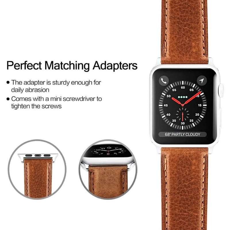 Genuine Leather Strap for 38/40/41mm Apple Watch- Black