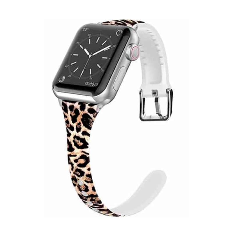 Slim Style Silicone Strap for 38/40/41mm Apple Watch- Leopard- S/M