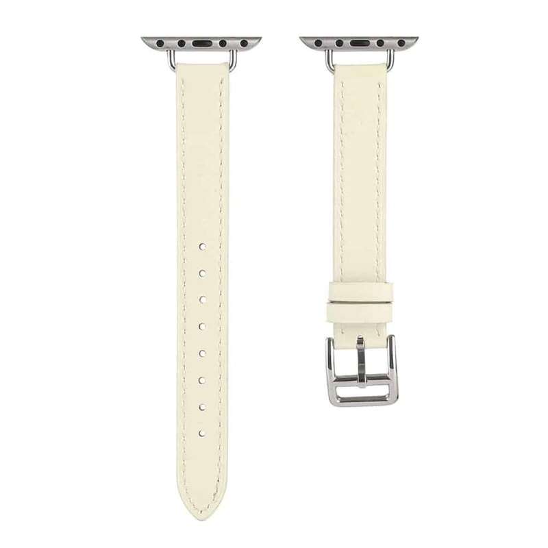 Killer Deals Slim Leather Band Strap for Apple Watch 38/40/41mm - White