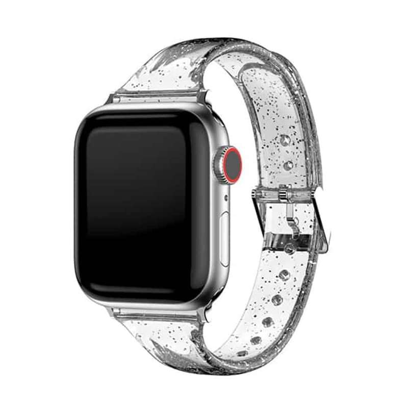 Killer Deals Transparent Glitter TPU Strap Band for Apple Watch 42/44/45/49mm - Silver