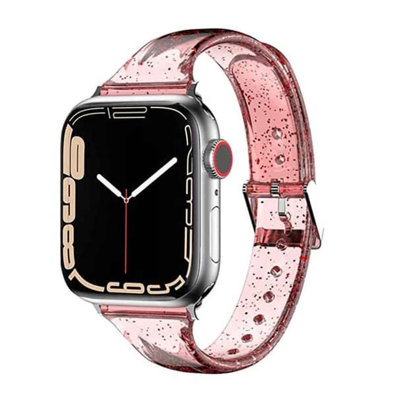 Killer Deals Transparent Glitter TPU Strap Band for Apple Watch 42/44/45/49mm - Silver