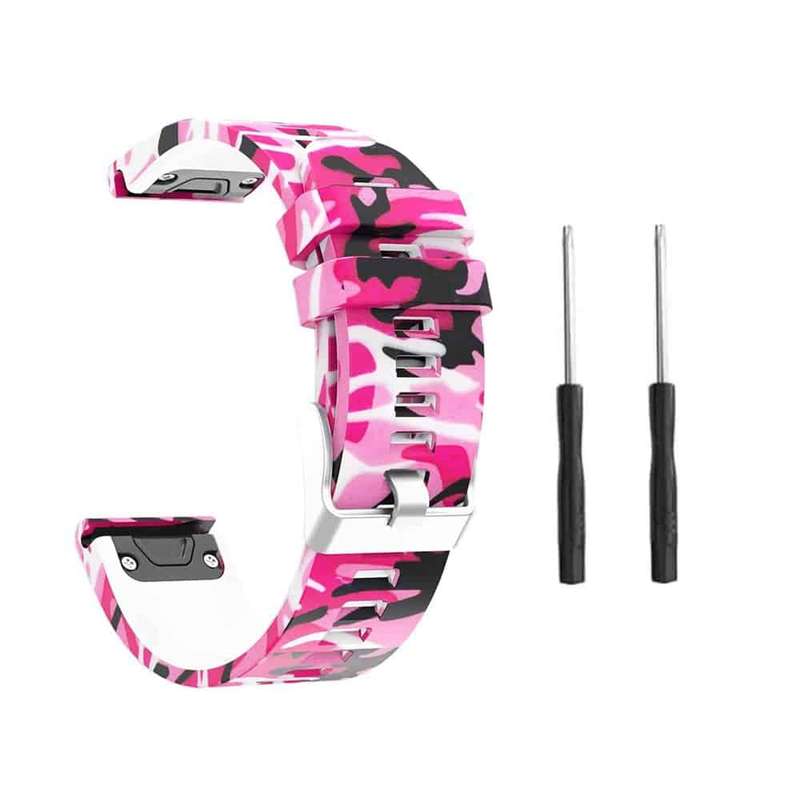 Killer Deals 22mm Silicone Strap for Garmin Fenix 5/6/ 935/ 945/ S60/ S62- Camo Pink