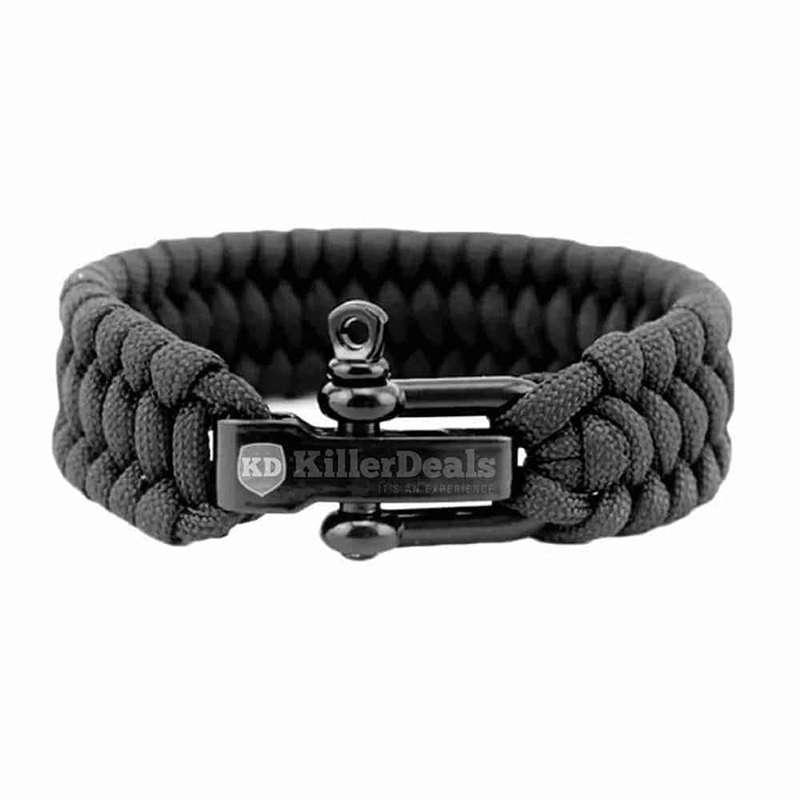 Killer Deals Heavy-Duty Paracord Outdoor Survival Emergency Bracelet- Black
